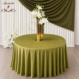 ANNIELU <span class=keywords><strong>Tovaglia</strong></span> di Lusso <span class=keywords><strong>Verde</strong></span> Oliva in Velluto Rotonda per Matrimoni, Banchetti ed Eventi - Product Image 1