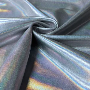Spandex Nhảy Mặc Nylon Holographic Bạc Foil In Vải