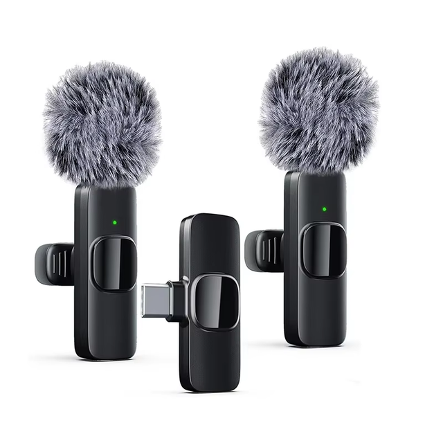 K8 2.4G Wireless Lavalier Condenser Microphone Smart Noise Cancellation TYPE-C Mobile Phone Recording Omni-directional for