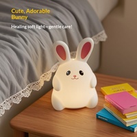 Lampe de chevet LED Lapin Mignon à Induction Rechargeable, Design Minimaliste Moderne, pour Chambre d'Enfant/Cadeau pour Couple