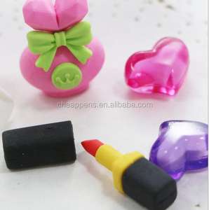 Gomme à effacer en caoutchouc en forme de rouge à lèvres et de parfum 3D, design amusant, jouet pour filles - Product Image 2