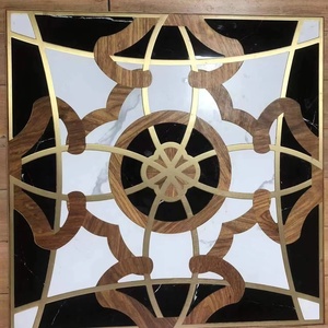 Pisos de Parqué de Madera con Incrustaciones de Latón y Mármol de Nogal, Diseño Moderno y Lujoso, Resistentes al Agua, 15 mm de Grosor, Instalación <span class=keywords><strong>Flotante</strong></span> para Villas - Product Image 2