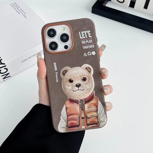 Coque de téléphone portable brodée avec cadre métallique et motif animal mignon - Product Image 3