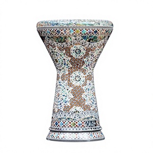 Auténtica Darbuka Gawharet El Fan Blanca con Mosaico Islámico Sombaty, 23 cm, de Aluminio, Hecha a Mano para Doumbek - Product Image 1
