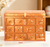 Calendrier de l'Avent de Luxe Certifié FSC - Boîte à Bijoux à Double Porte pour Colliers, Réutilisable, Compte à Rebours de Noël