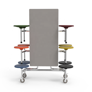 Mesa de cafetería móvil con taburetes, comedor plegable, 12 asientos - Product Image 4