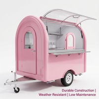 Chariot de boulangerie mobile rond et coloré, remorque alimentaire simplifiée, kiosque de concession remorquable pour gâteaux et pâtisseries