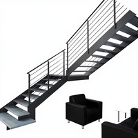 Escalier intérieur sur mesure à double poutre pour intérieurs de loft, poutre inclinée, escalier droit en acier et bois, villas duplex, personnalisation DIY