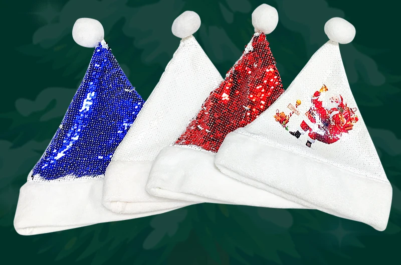 Sublimation Blank Sequin Reversible Magic Christmas Santa Hat