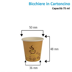 Chicco 1600 tazze da caffè monouso biodegradabili 75ml di carta marrone con agitatori in legno di betulla bicchieri ecosostenibili - Product Image 2