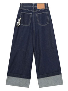 Customizáveis calças jeans de cintura alta estilo vintage para mulheres soltas ajuste respirável confortável sólido azul escuro casual para todos - Product Image 5