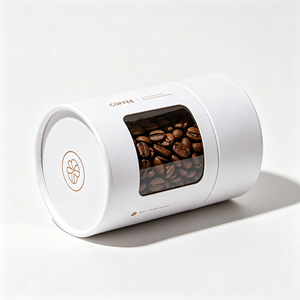Boîte cylindrique en carton de marque avec fenêtre transparente, tube en papier biodégradable pour l'emballage des grains de café, destinée au marché d'exportation - Product Image 4