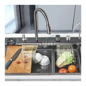 Thương Mại Bồn Rử<span class=keywords><strong>a</strong></span> Nhà Bếp Lớn Duy Nhất Vuông Bát Thép Không Gỉ Đ<span class=keywords><strong>a</strong></span> Chức Năng Thông Minh Vòi Nước Bốn Lỗ Evier Ẩm Thực - Product Image 6