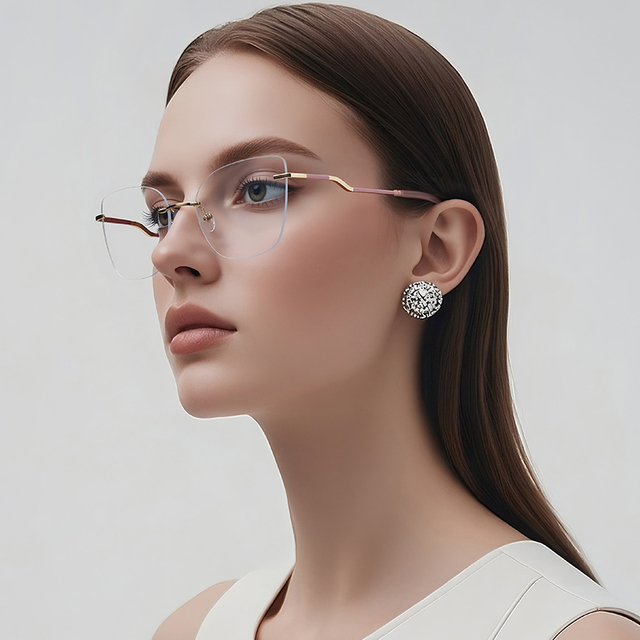 MS 91739 Fashion Reading Glasses Rimless and Frameless Optical Resin Eyewear Elegant Transparent Business Eyeglasses