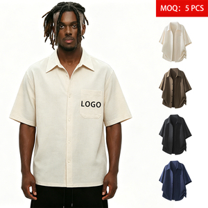 Camicia Casual Estiva da <span class=keywords><strong>Uomo</strong></span> <span class=keywords><strong>in</strong></span> Misto <span class=keywords><strong>Lino</strong></span> con Logo Personalizzato, Manica Corta, Traspirante, Asciugatura Rapida, Vestibilità Comoda, Bottoni - Product Image 1