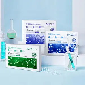 Imágenes OEM de etiqueta privada ácido hialurónico hinojo de mar cono caracoles péptido Centella cuidado de la piel hidratante caja paquete máscara facial