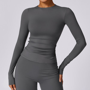 XW-CCX8575 en gros athlétique Gym <span class=keywords><strong>Fitness</strong></span> Fit Top sans coussinets à manches longues décolleté entraînement sport Gym Sport hauts femme Gym - Product Image 5