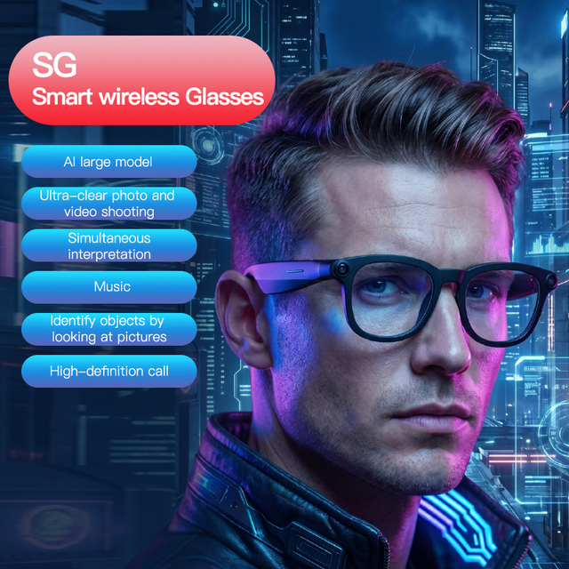 New Smart AI Translation Glasses HD Camera  Wireless Call Music/phone Outdoor Sports Sunglasses with Weather Query