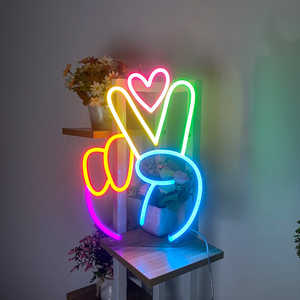Colourful Peace Hand Neon <span class=keywords><strong>Sign</strong></span> <span class=keywords><strong>Finger</strong></span> Peace <span class=keywords><strong>Sign</strong></span> Wall <span class=keywords><strong>Sign</strong></span> segno di vittoria luce al Neon per bambini camera da letto festa decorazioni per le vacanze - Product Image 3
