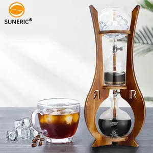 Support en bois Borosilicate verre goutte de glace Pot à glace tour froide goutte à goutte Commercial cafetière à froid