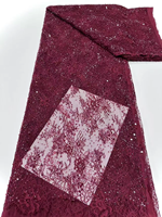 Tissu en dentelle brodé de sequins et de perles françaises, motifs floraux 3D, couleurs variées, pierres, écologique et respirant, pour robes de mariée