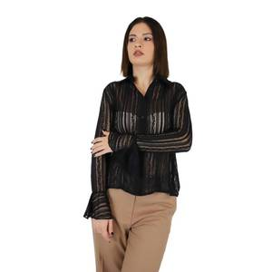 Zahjr Donna Camicia Nero Chemise en dentelle à manches longues pour femme - Product Image 2