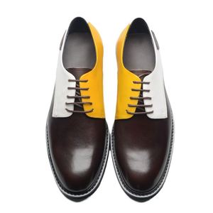 New Style Lace-Up Color-Matched Men's Leather Shoes - Designer Handcrafted High-Quality <b>Personalized</b> Leather Shoes - Product Image 3