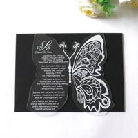 Cartes d'invitation de mariage népalaises personnalisées de luxe en acrylique transparent et cartes d'invitation d'anniversaire avec papillon en gros