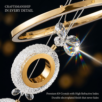 Lustre moderne en cristal TK, suspension en aluminium haut de gamme, hauteur réglable, 220V, tricolore, finition or, pour plafond domestique