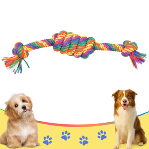 Fabrika toptan Pet çiğneme oyuncaklar interaktif dayanıklı eğitim gökkuşağı renk örgülü düğümlü halat köpek oyuncak - Product Image 1