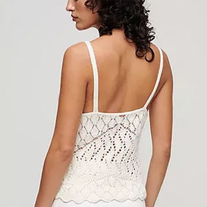 Débardeur d'été personnalisé en coton doux avec col en V <span class=keywords><strong>crochet</strong></span>é <span class=keywords><strong>sans</strong></span> manches pour femmes - Product Image 3