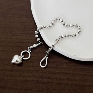 Bracelet en argent sterling S925 avec perles en forme de cœur pour femmes, bijoux à porter au quotidien - Product Image 1