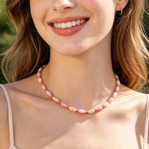 Collier en pierre naturelle style bohème avec perles, tendance pour femme, bijou de fête en pierres précieuses, cadeau d'été, collier en pierre de cristal - Product Image 1