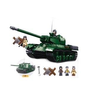 Little Luban B0678 0981 Maquette <span class=keywords><strong>de</strong></span> char T34/85 King Tiger <span class=keywords><strong>de</strong></span> la Seconde Guerre mondiale, thème bataille <span class=keywords><strong>de</strong></span> <span class=keywords><strong>Normandie</strong></span>, puzzle en plastique à assembler, jouet militaire - Product Image 5