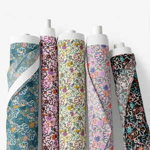 Tela de Algodón 100% Estampada con Bloques Florales, Muy Ligera, Textil No Tejido para Camisas y Prendas de Vestir para Hombre y Mujer, Venta al Por Mayor - Product Image 1