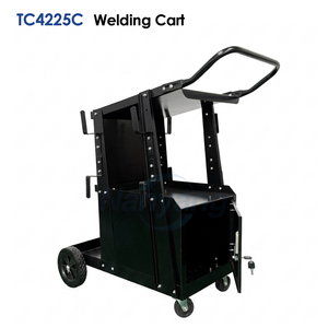 Chariot de rangement pour machine à souder en acier à 2 niveaux avec 2 chaînes en zinc, chariot de soudeur MIG universel à roulettes, roues pleines de 7 pouces - Product Image 1