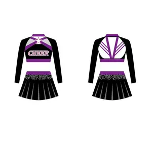 Girl Competition Cheap Promotional Logo Customized youth girls cheerleading uniforms