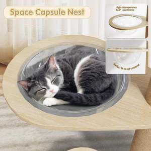 Moderna Torre Grande para Gatos de Varios Niveles en Madera Maciza, Árbol Rascador de Suelo a Techo, Mueble con Plataforma de Salto y Cama Navideña de Sisal para Escalar - Product Image 4