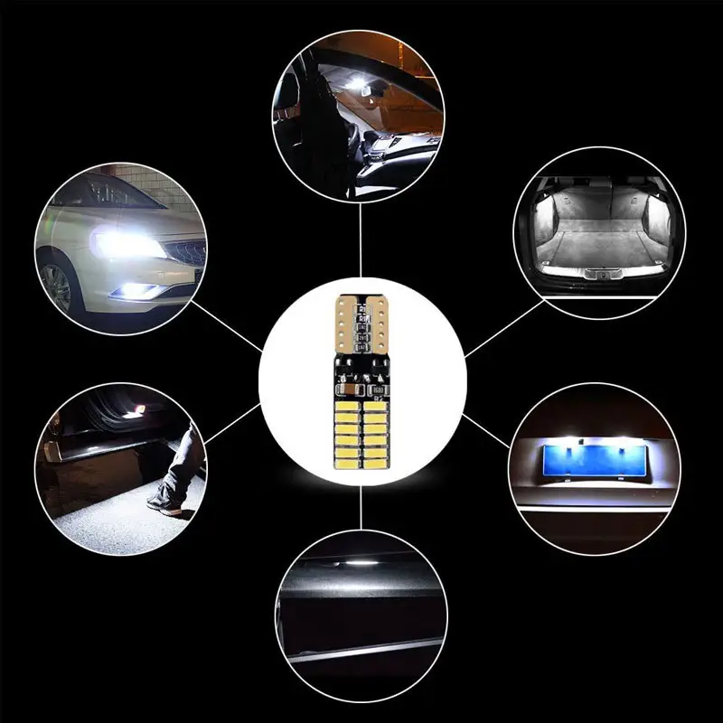 CE ROHS di Alta luminosità Auto led T10 canbus W5W 4014 24SMD led Auto t10 led lampadine Per Luci di Retromarcia Parcheggio luci interne