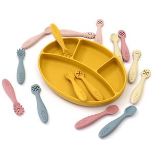 3PCS Kawaii Custom Tableware Set for <b>Kids</b> <b>Dining</b> Food Grade BPA-Free Silicone Spoon & Teether for Toddler Feeding Training Baby - Product Image 5