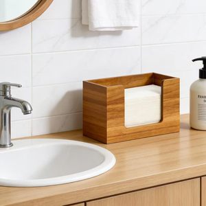 Boîte à mouchoirs en bois massif, organisateur moderne, support de rangement pour salle de bain, cuisine, bureau - Product Image 1
