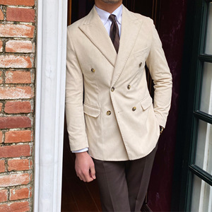<span class=keywords><strong>Giacca</strong></span> di velluto a coste Casual retrò da <span class=keywords><strong>uomo</strong></span> autunno e inverno doppio petto Slim <span class=keywords><strong>giacca</strong></span> Casual - Product Image 2