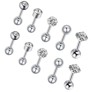 Edelstahl Silber Gold Ohrstecker Schraubverschluss 16g Tragus <span class=keywords><strong>Plug</strong></span> Tunnel Neo-Gothic Kristall Helix Knorpel <span class=keywords><strong>Set</strong></span> <span class=keywords><strong>Piercing</strong></span> Großhandel Körperpiercing - Product Image 1