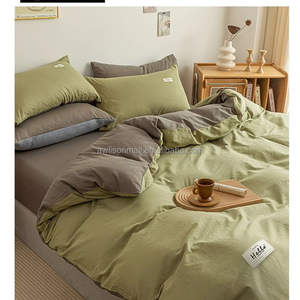 Housse <span class=keywords><strong>de</strong></span> couette en coton uni <span class=keywords><strong>de</strong></span> couleur unie, style luxe léger, lavée, pièce unique, modèle <span class=keywords><strong>de</strong></span> dortoir étudiant 008, tissu 40 fils, moderne - Product Image 4