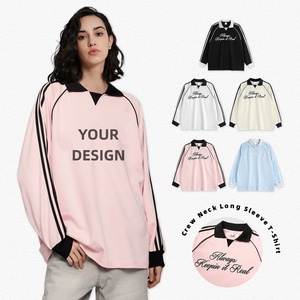 Fabricant de maillot rétro américain vierge tenue unie col rond personnalisé unisexe sportif chic à manches longues t-shirt en coton - Product Image 1