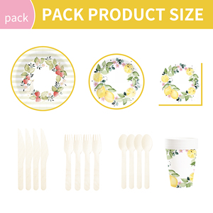 DAMAI Nuevo Juego de Vajilla Desechable con Temática de Frutas, Platos, Vasos y Servilletas de Papel con Diseño de Limón para Fiestas - Product Image 6