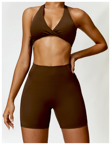 Shorts de yoga pour femmes de qualité supérieure, taille haute, en élasthanne/nylon, taille élastique, respirant, séchage rapide, évacuation de la transpiration, service personnalisé - Product Image 6