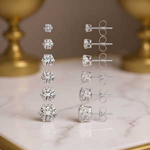 Eleganti Orecchini a Perno in Argento 925 con Cristallo Rotondo da 9mm, Montatura a Griffe, Gioielli Classici da Donna per Uso Quotidiano - Product Image 2