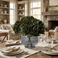 Buket Hydrangea Buatan Warna Hijau Sage, Rangkaian Hydrangea Palsu dengan Sentuhan Realistis untuk Dekorasi Meja Pernikahan dan Rumah