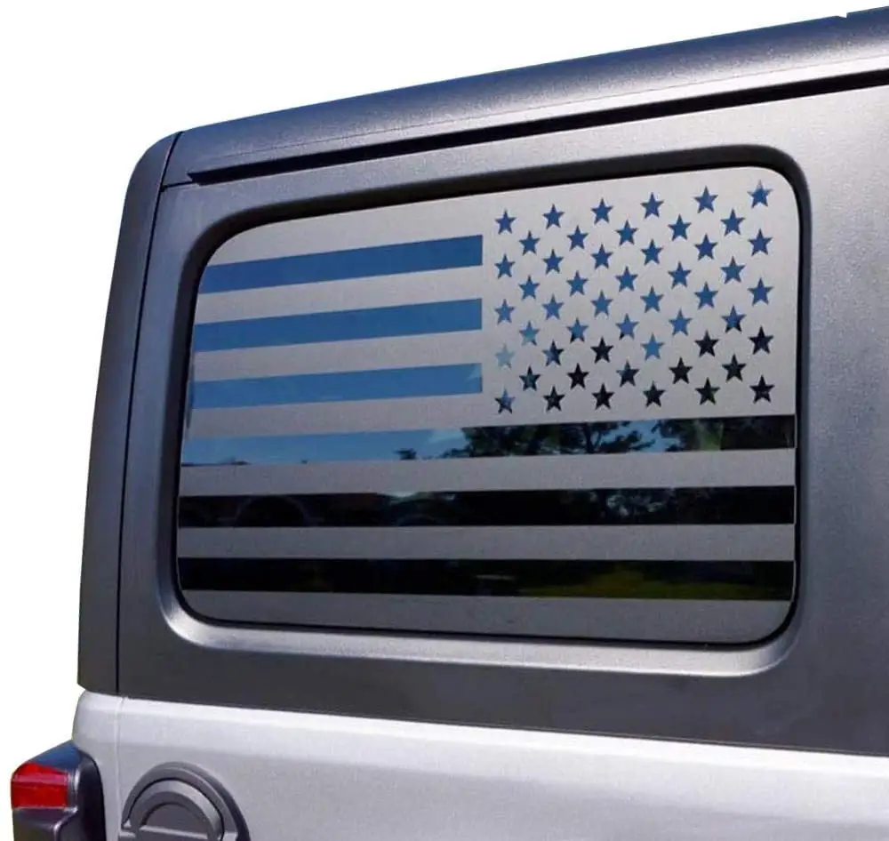 Matte American Flag Decal Ford 15-21 F150 F250 F350 - Rear Window Decal Dimensions